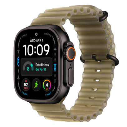 Apple Watch Ultra 4, 49 мм корпус из титана цвета «Black», ремешок Ocean Band цвета «Translucent Kelp»