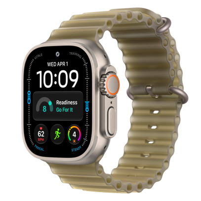 Apple Watch Ultra 4, 49 мм корпус из титана цвета «Natural», ремешок Ocean Band цвета «Translucent Kelp»