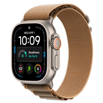 Apple Watch Ultra 4, 49 мм корпус из титана цвета «Natural», ремешок Alpine Loop цвета «Desert» размера S