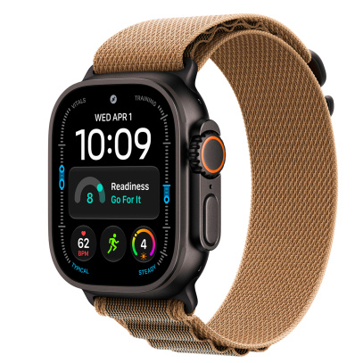 Apple Watch Ultra 4, 49 мм корпус из титана цвета «Black», ремешок Alpine Loop цвета «Desert» размера M