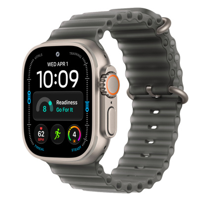 Apple Watch Ultra 4, 49 мм корпус из титана цвета «Natural», ремешок Ocean Band цвета «Translucent Black»