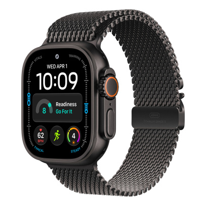 Apple Watch Ultra 4, 49 мм корпус из титана цвета «Black», ремешок Titanium Milanese Loop цвета «Black» размера M