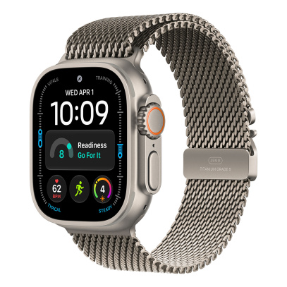 Apple Watch Ultra 4, 49 мм корпус из титана цвета «Natural», ремешок Titanium Milanese Loop цвета «Natural» размера M