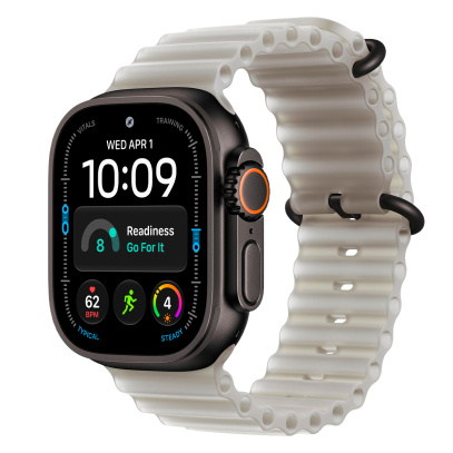 Apple Watch Ultra 4, 49 мм корпус из титана цвета «Black», ремешок Ocean Band цвета «Translucent Gray»