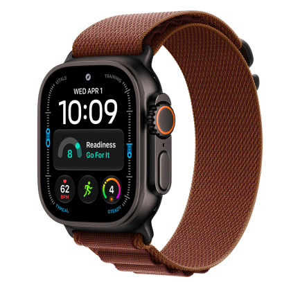 Apple Watch Ultra 4, 49 мм корпус из титана цвета «Black», ремешок Alpine Loop цвета «Burgundy» размера M