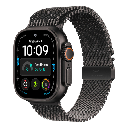 Apple Watch Ultra 4, 49 мм корпус из титана цвета «Black», ремешок Titanium Milanese Loop цвета «Black» размера S