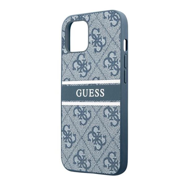 Чехол Guess для iPhone 14 PU 4G Stripe printed logo Hard (GUHCP14S4GDBL) Синий