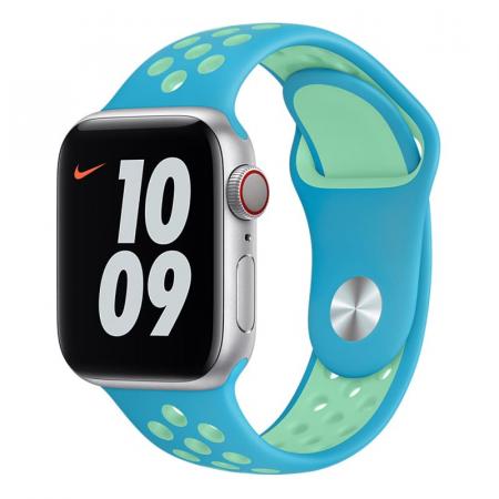 Ремешок для Apple Watch 42/44 mm Nike+ Silicone Sport Band Сине-голубой