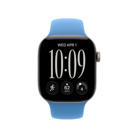 Apple Watch Series 12, 42 мм корпус из алюминия цвета «Space Gray», ремешок Sport Band размера M/L цвета «Wildflower Blue»