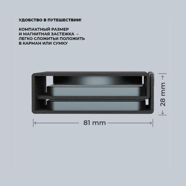 Беспроводная зарядная станция Deppa 3в1 Crystal MagSafe Fold Travel QI складная (23153) Black, чёрный