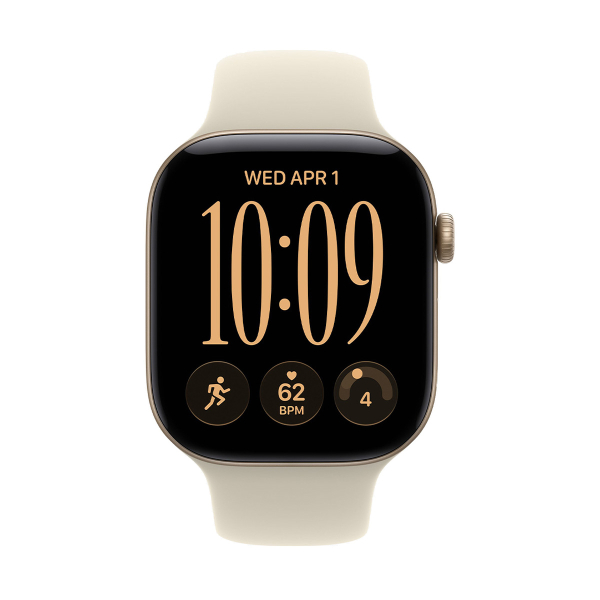 Apple Watch Series 12, 46 мм корпус из алюминия цвета «Light Gold», ремешок Sport Band размера S/M цвета «Sand»
