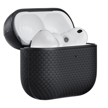 Чехол для AirPods Pro 3 Pitaka из арамидного волокна и кожи, чёрный