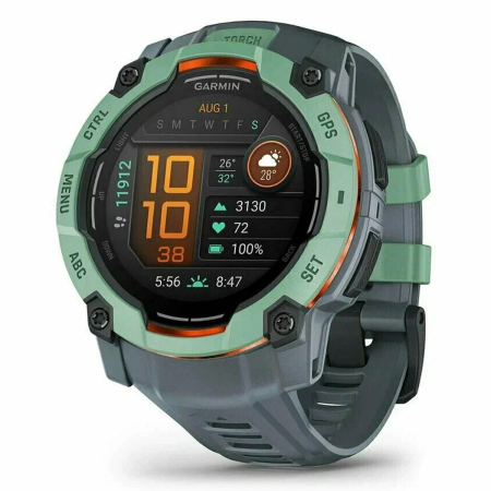 Часы Garmin INSTINCT 3 AMOLED 50мм Neo Tropic, зеленый с серым ремешком
