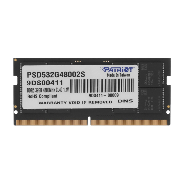 Оперативная память Patriot (PSD532G48002S) DDR5 32GB 4800MHz CL40 SO DIMM 1x32 Dual Rank