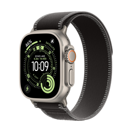 Apple Watch Ultra 3 (2025), 49 мм корпус из титана цвета «Natural», ремешок Trail Loop размера S/M цвета «Black/Charcoal»