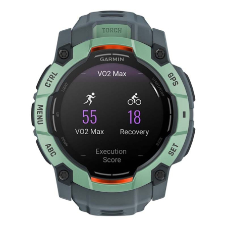 Часы Garmin INSTINCT 3 AMOLED 50мм Neo Tropic, зеленый с серым ремешком