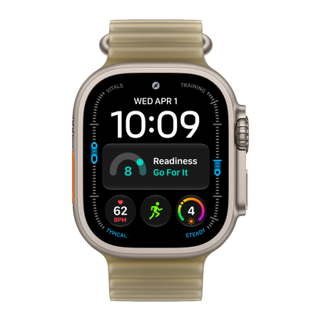 Apple Watch Ultra 4, 49 мм корпус из титана цвета «Natural», ремешок Ocean Band цвета «Translucent Kelp»