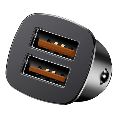 Автомобильное зарядное устройство Baseus Square Metal Dual USB 30 Вт (CCALL-DS01) Черный