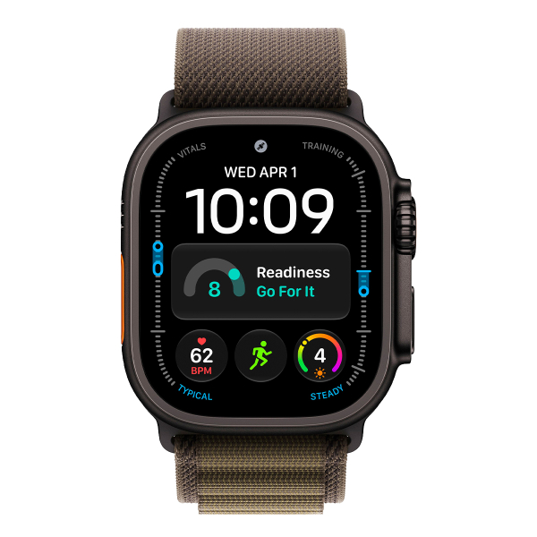 Apple Watch Ultra 4, 49 мм корпус из титана цвета «Black», ремешок Alpine Loop цвета «Dark Olive» размера S