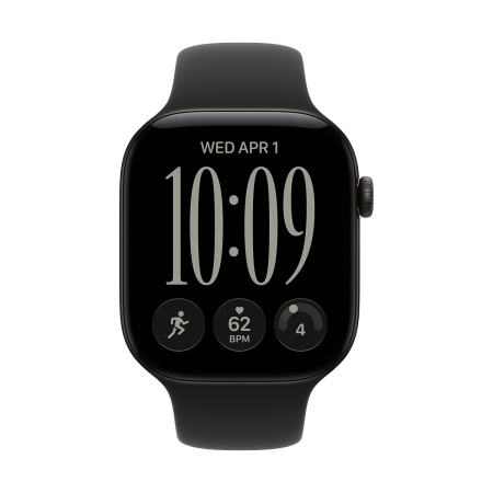 Apple Watch Series 12, 46 мм корпус из алюминия цвета «Black», ремешок Sport Band размера M/L цвета «Black»