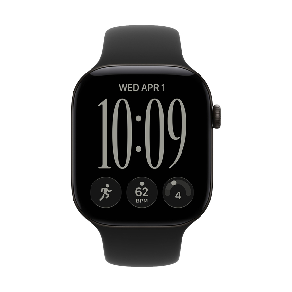 Apple Watch Series 12, 46 мм корпус из алюминия цвета «Black», ремешок Sport Band размера M/L цвета «Black»
