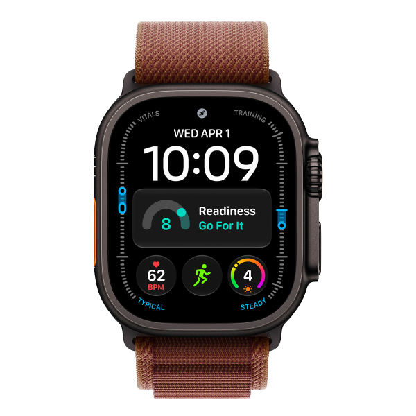 Apple Watch Ultra 4, 49 мм корпус из титана цвета «Black», ремешок Alpine Loop цвета «Burgundy» размера M