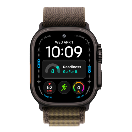 Apple Watch Ultra 4, 49 мм корпус из титана цвета «Black», ремешок Alpine Loop цвета «Dark Olive» размера M