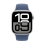 Apple Watch Series 10, 46 мм корпус из алюминия цвета «Silver», ремешок Sport Band размера M/L цвета «Denim»