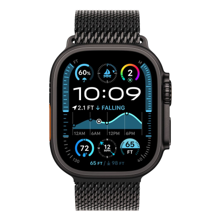 Apple Watch Ultra 2 (2024), 49 мм корпус из титана цвета «Black», ремешок Titanium Milanese Loop размера M цвета «Black»